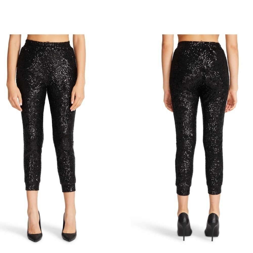 BB Dakota Steve Madden Glitter End Sequin Pocket Joggers black